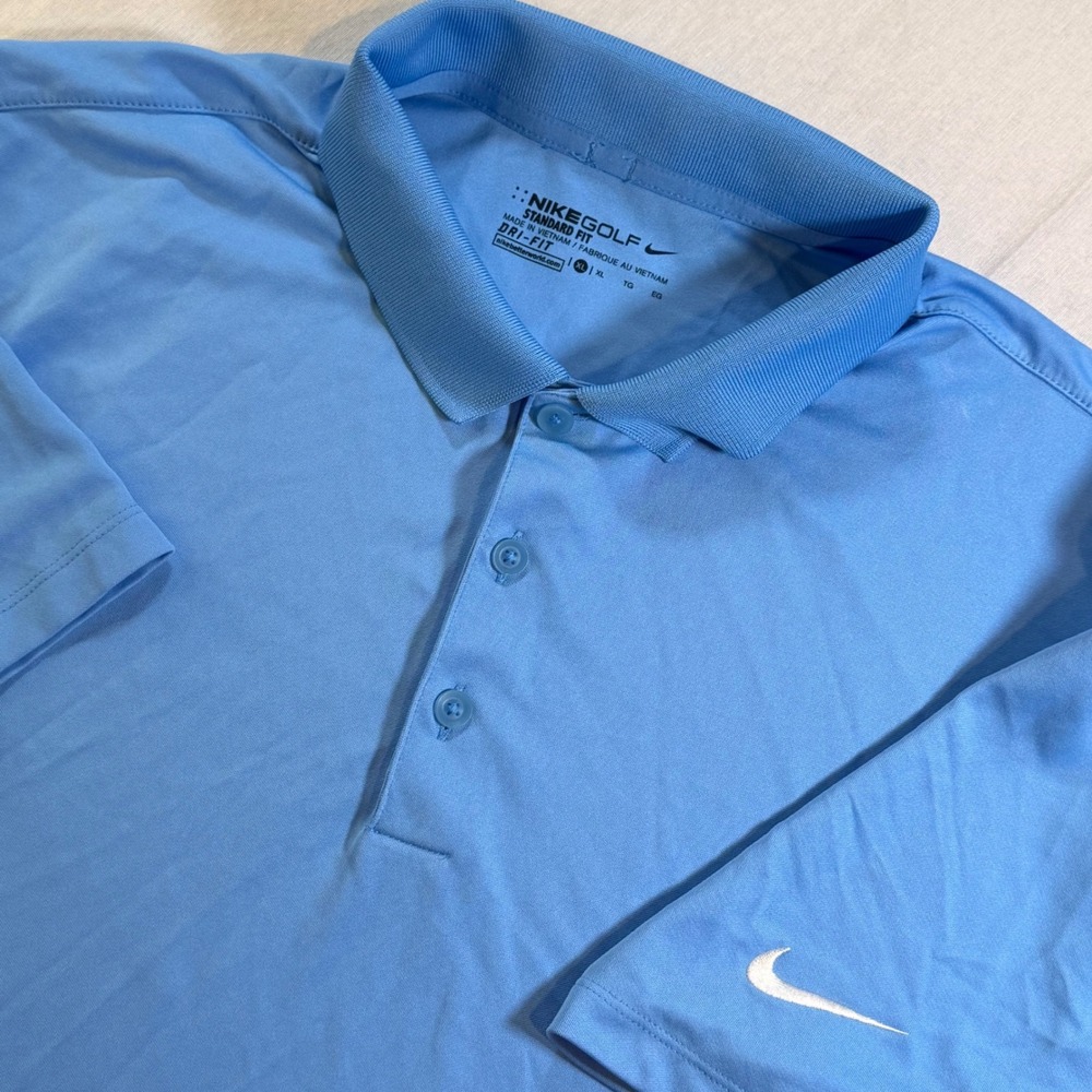 Nike Golf Polo Shirt Mens XL Blue Dri-Fit Short Sleeve Moisture Wicking Athletic